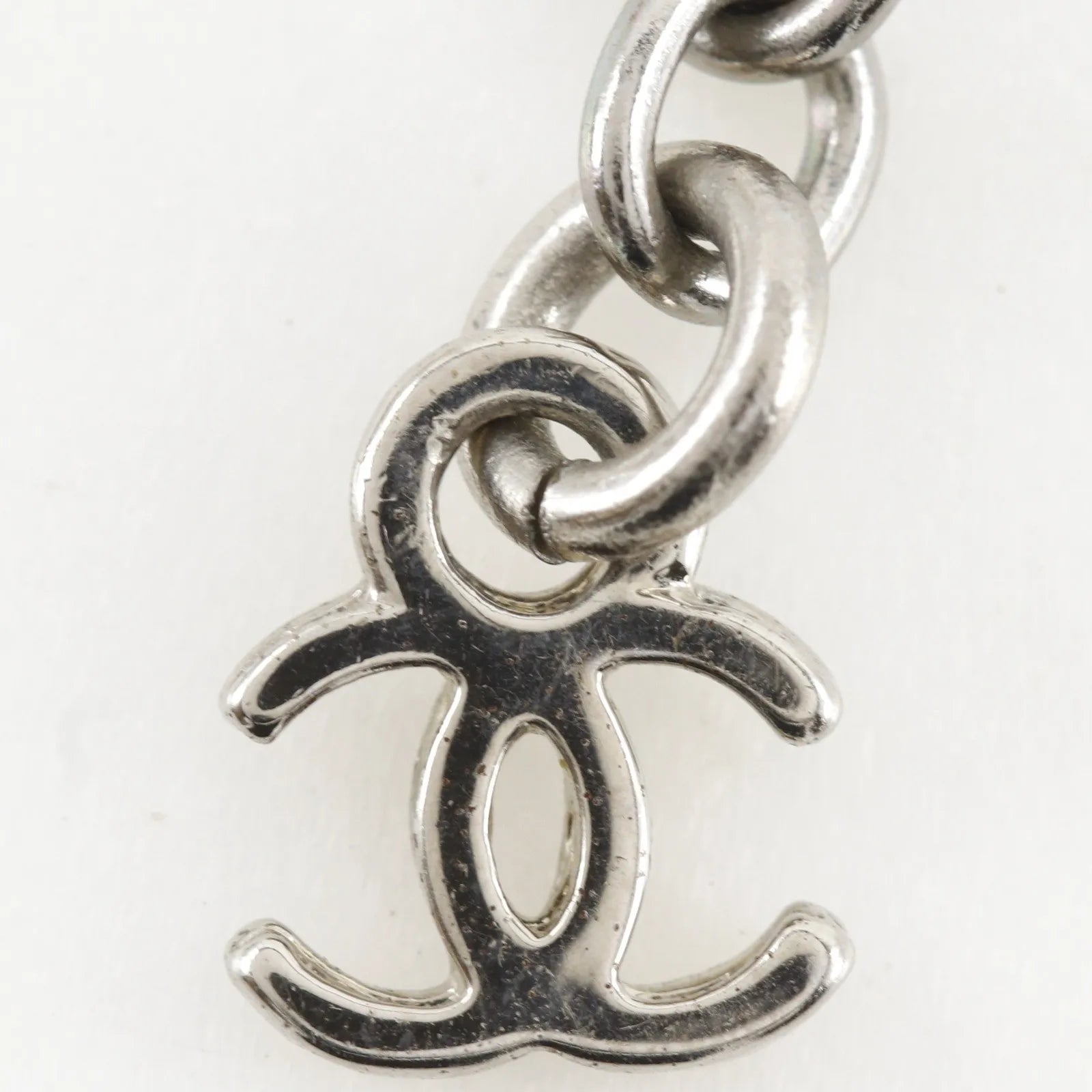 Chanel Cc Ball Drop Pendant Metal Silver Metal Necklace Jewelry (Pre-Owned)
