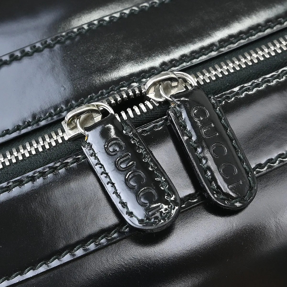 Gucci Travel Gg Nylon Black Leather Handbag (Pre-Owned)