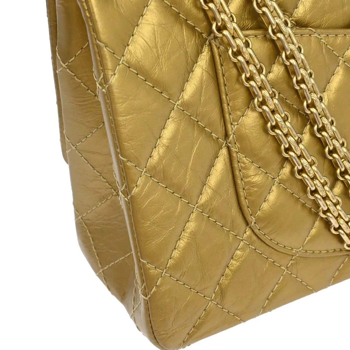 Chanel 2.55 Leather Gold Calfskin Shoulder Bag Bag (Pre-Owned)