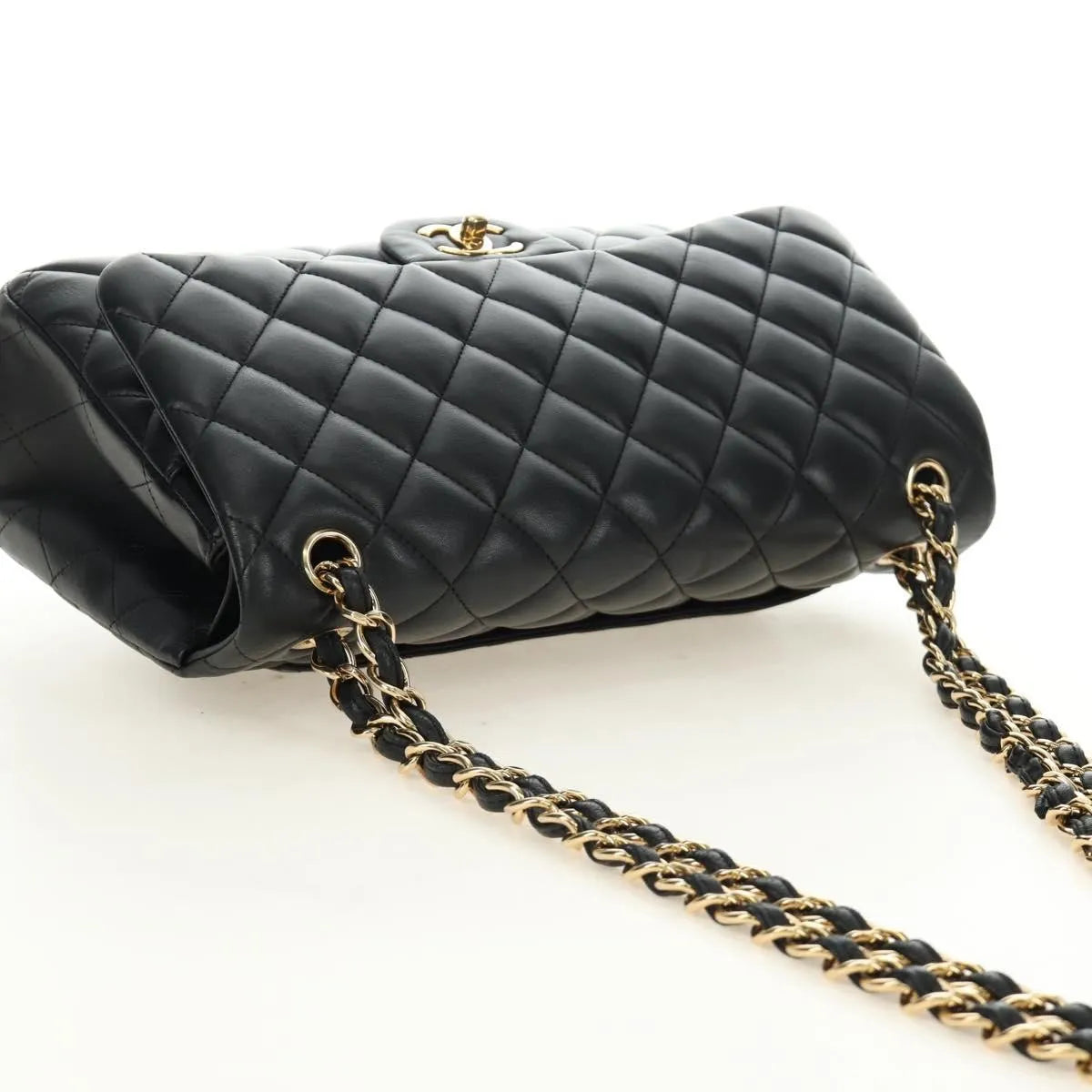Chanel Timeless - Classic Double Flap Leather Black Leather Handbag (Pre-Owned)