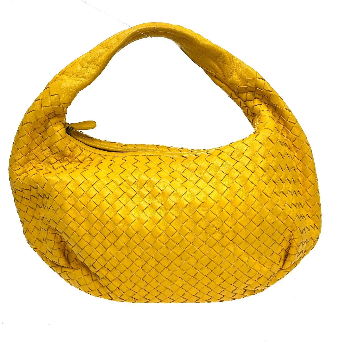 Bottega Veneta Belly Hobo Intrecciato Nappa Yellow Leather Handbag (Pre-Owned)