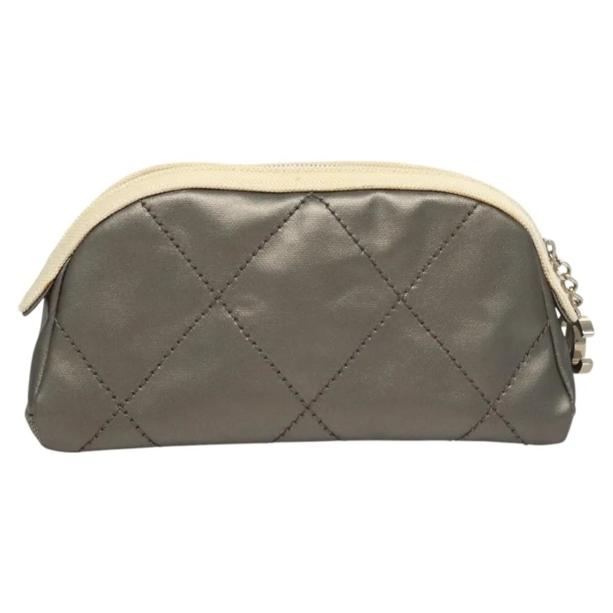 Chanel Vintage Clutch Leather Gray Leather Clutche & Pouche Bag (Pre-Owned)
