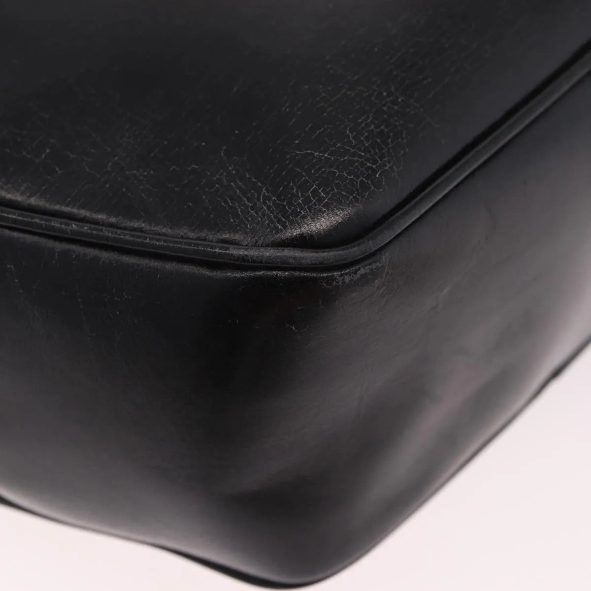 Celine Vintage Circle Logo Leather Black Leather Shoulder Bag Bag (Pre-Owned)