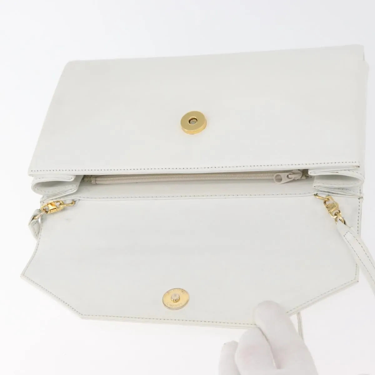 Givenchy Vintage 4G Leather White_Gold Leather Shoulder Bag Bag (Pre-Owned)