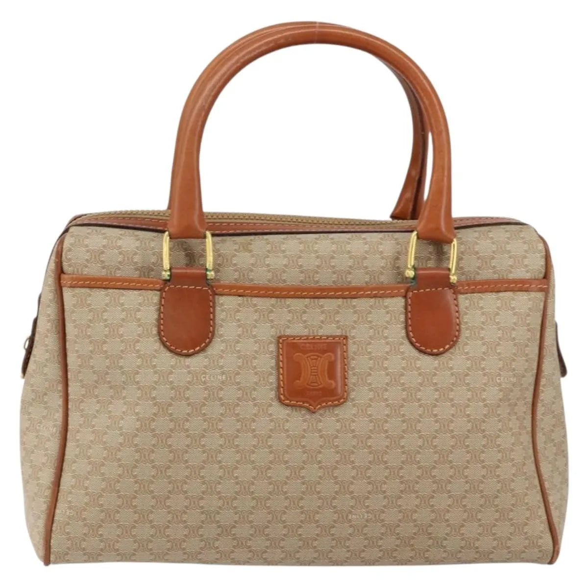 Celine Vintage Macadam Canvas Beige Canvas Handbag (Pre-Owned)