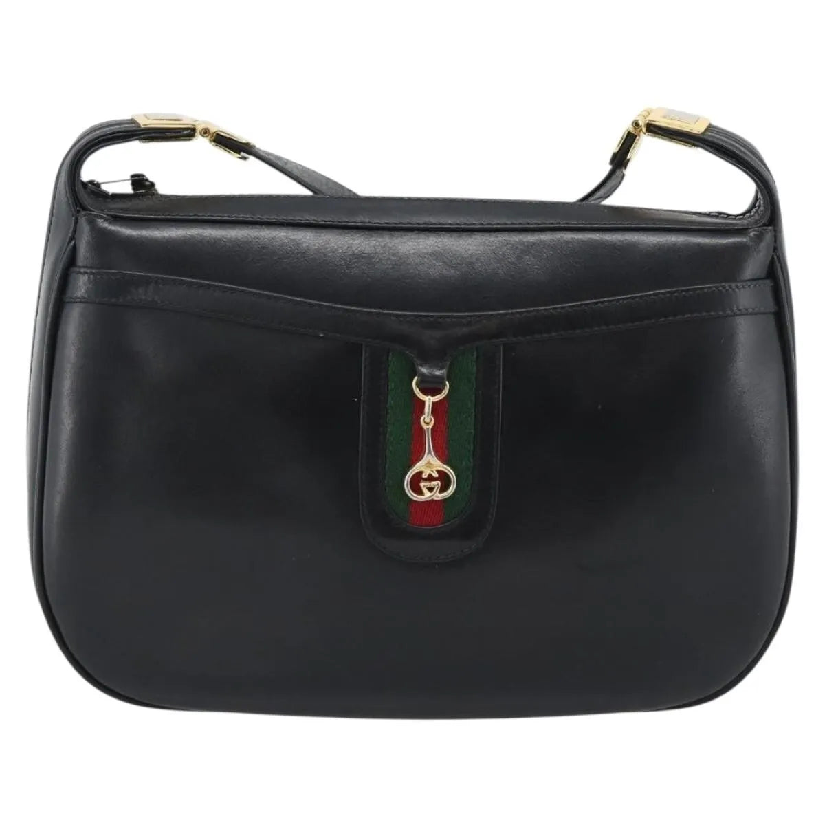 Gucci Vintage Horsebit Leather Black Leather Shoulder Bag Bag (Pre-Owned)