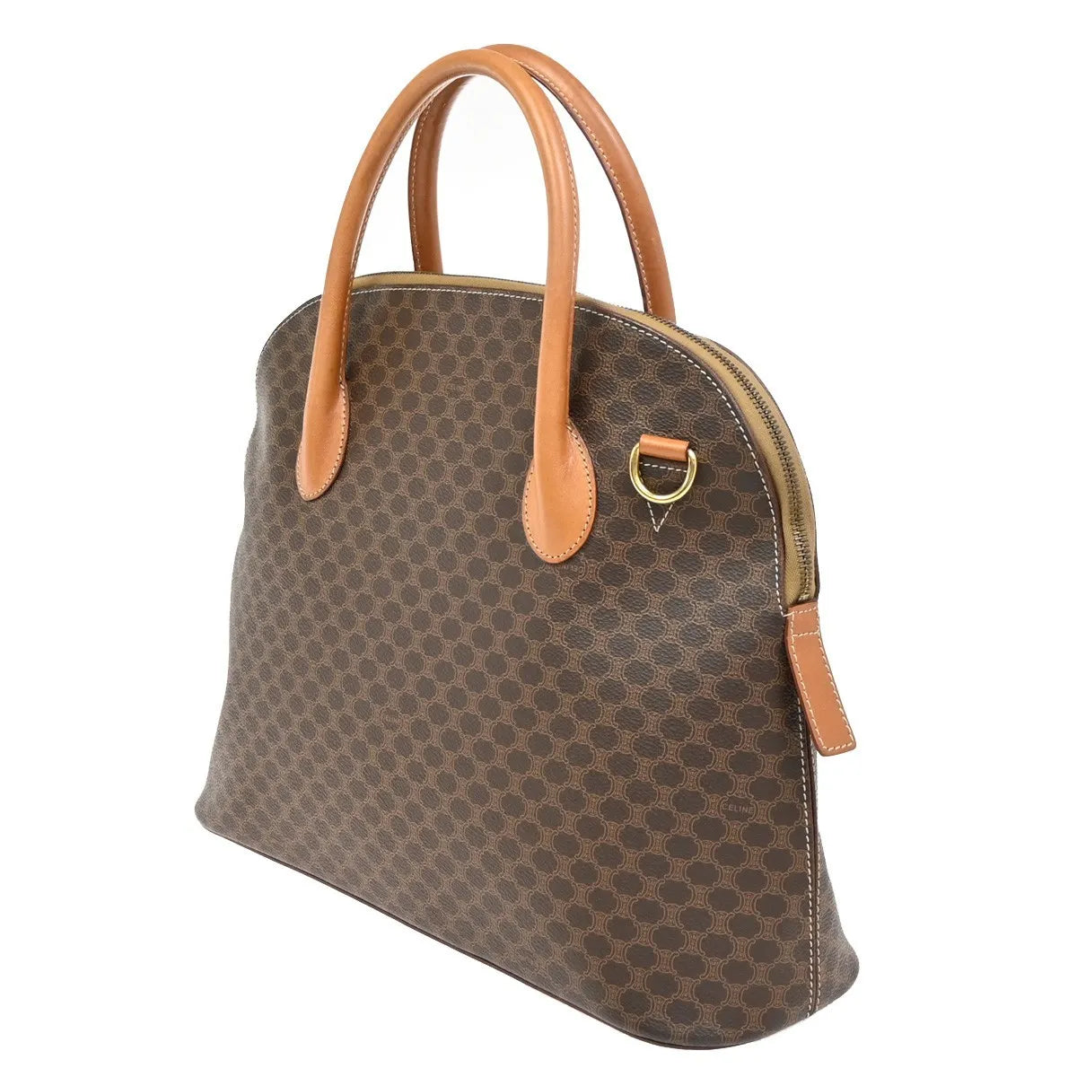 Celine Vintage Macadam Canvas And Leather Brown Canvas Handbag (Pre-Owned)