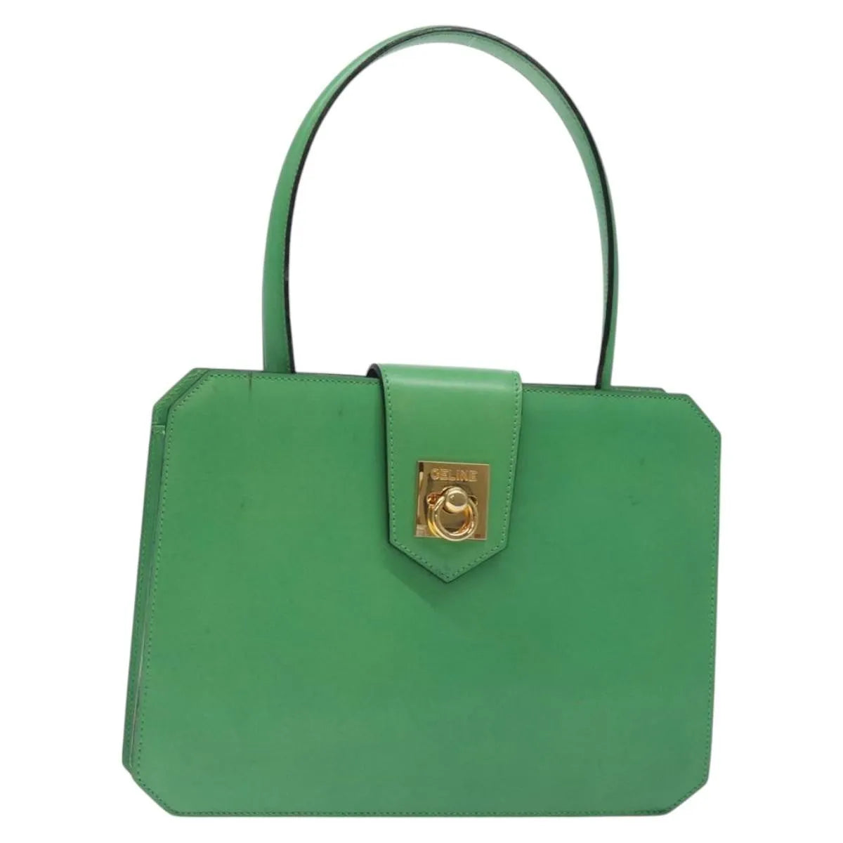 Celine Vintage Leather Green Leather Handbag (Pre-Owned)