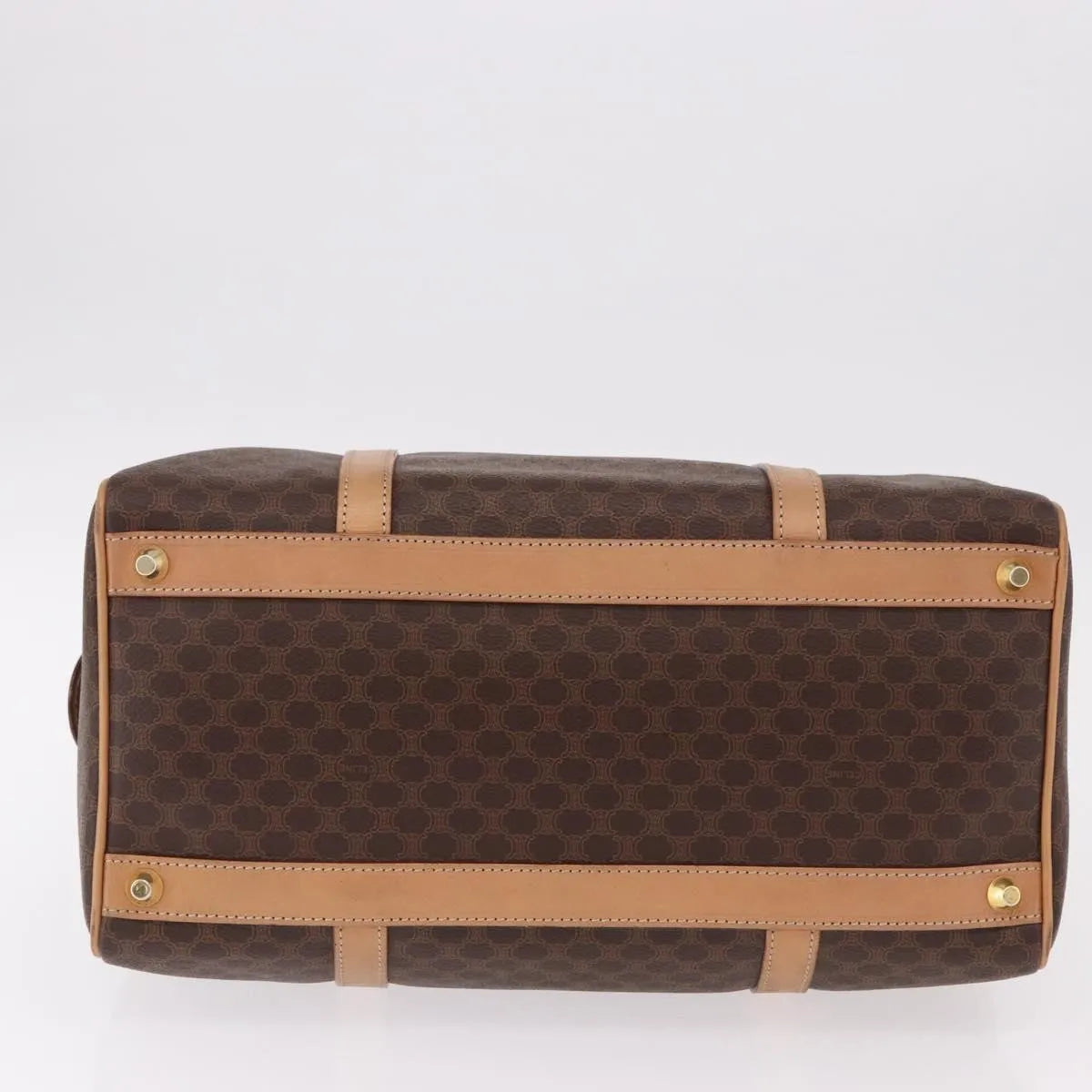 Celine Vintage Macadam Boston Canvas And Leather Brown Pvc Handbag (Pre-Owned)