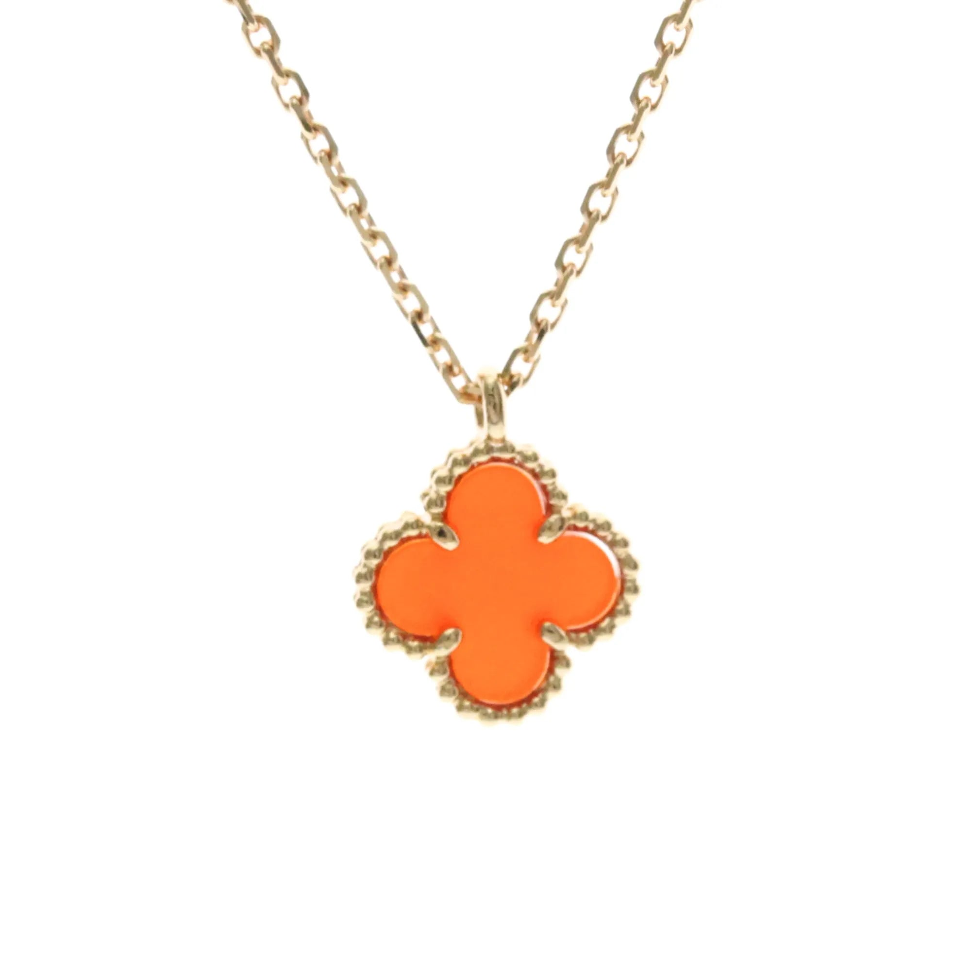 Van Cleef & Arpels Sweet Alhambra Pendant 18K Rose Gold And Carnelian Gold Pink_Gold Necklace Jewelry (Pre-Owned)