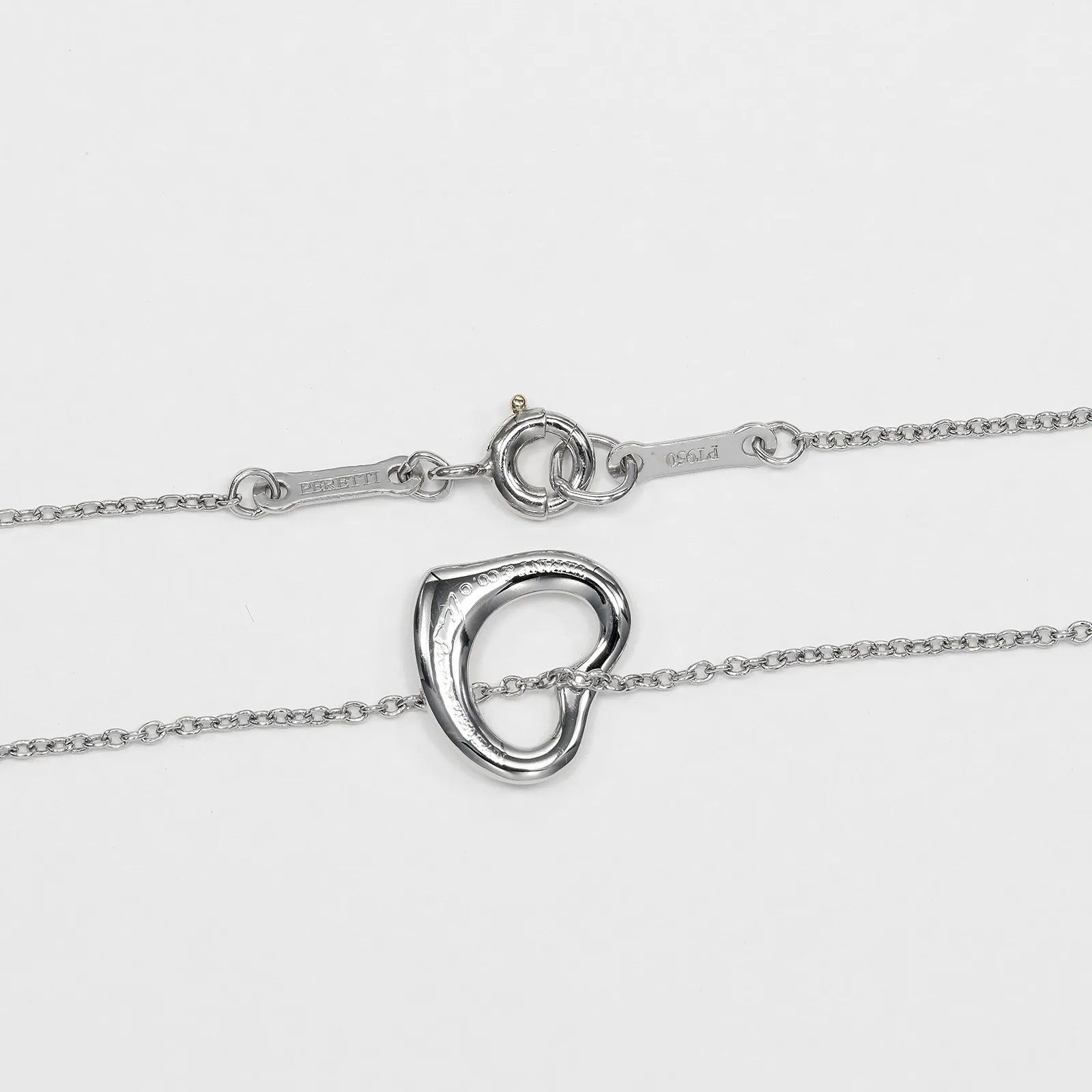 Tiffany & Co. Elsa Peretti Open Heart Pendant Platinum Silver Platinum Necklace Jewelry (Pre-Owned)