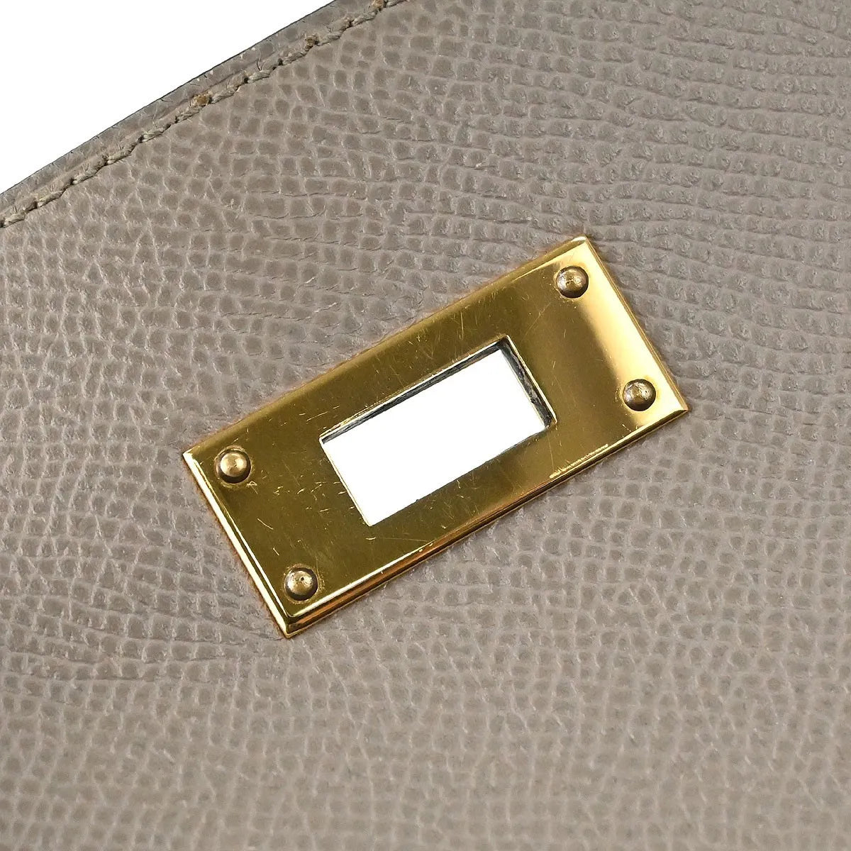 Hermes Kelly Grey Epsom With Gold Hardware Gray Leather Handbag (Pre-Owned)