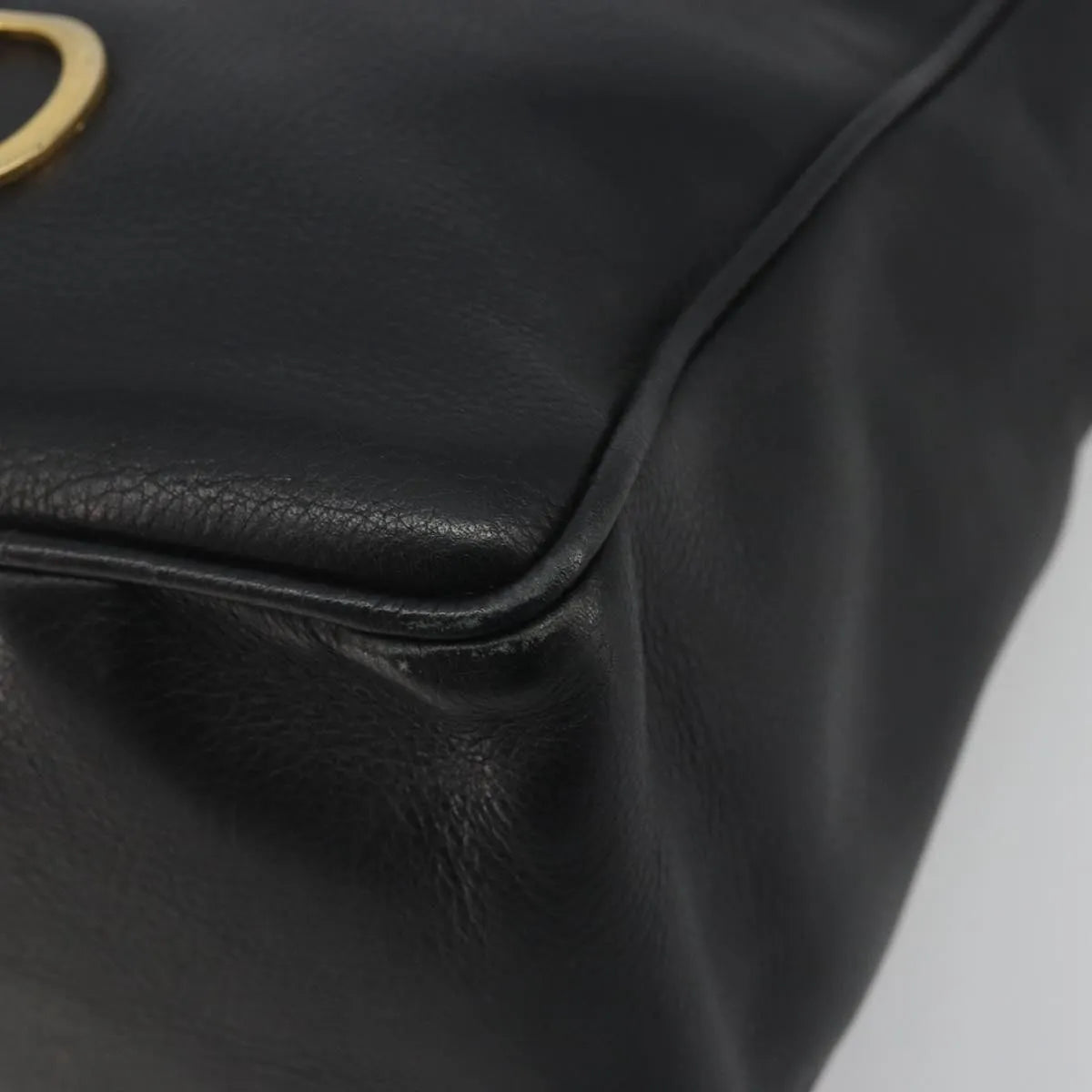 Christian Dior Vintage Cd Logo Tote Leather Black Leather Handbag (Pre-Owned)
