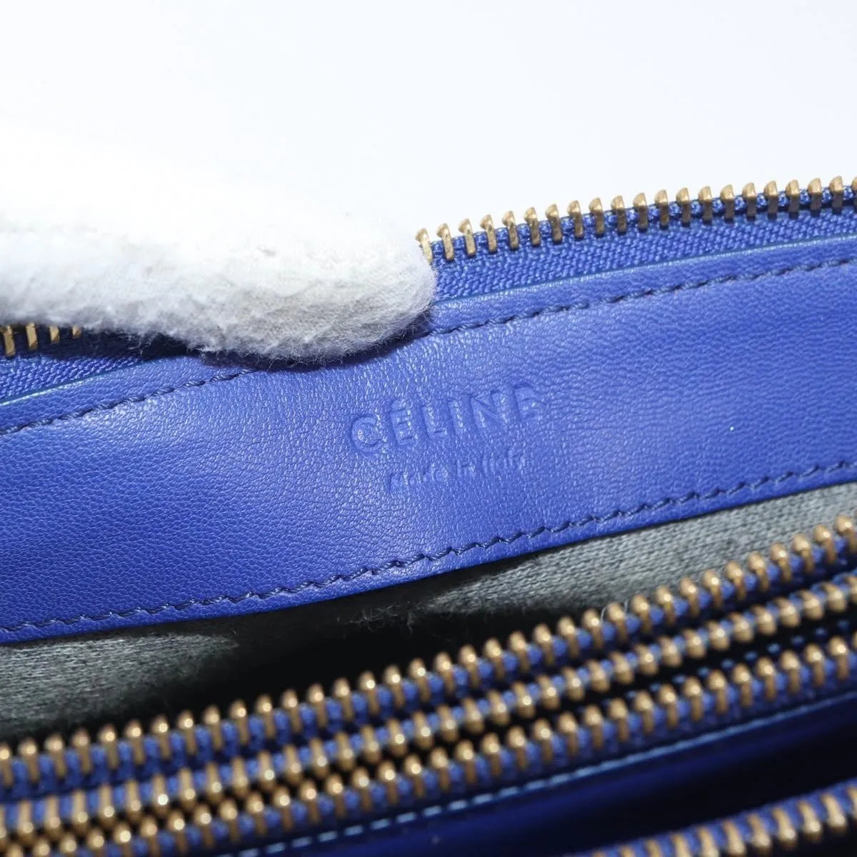 Celine Trio Leather Blue Leather Shoulder Bag Bag (Pre-Owned)