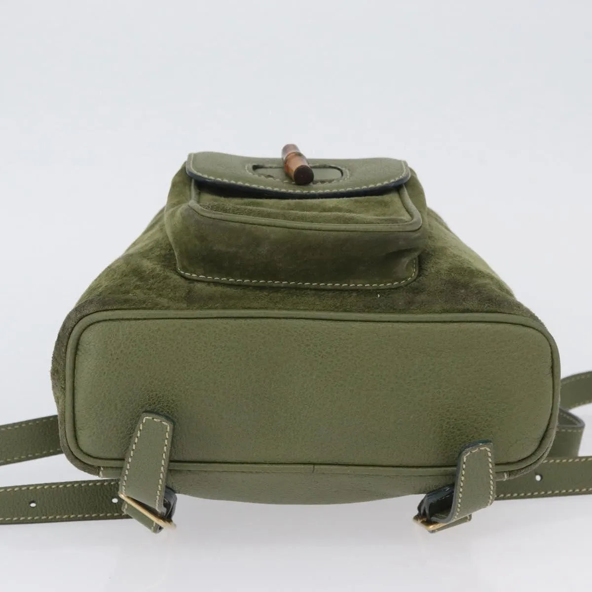 Gucci Gucci Bamboo Daim Khaki Leather Backpack Bag (Pre-Owned)