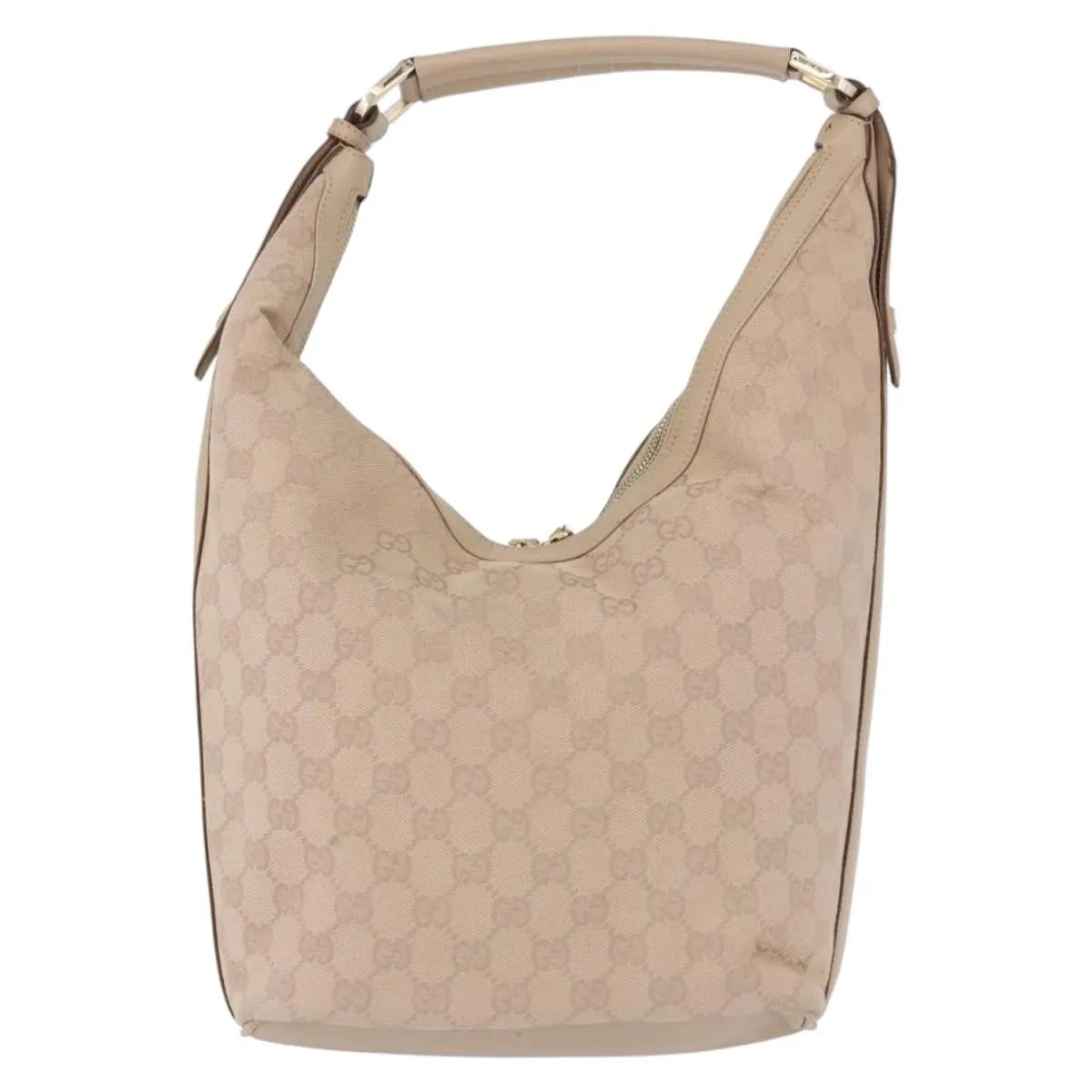 Gucci Zip Hobo Canvas Beige Canvas Handbag (Pre-Owned)