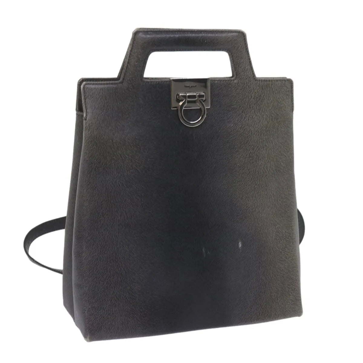 Salvatore Ferragamo Gancini Leather Gray Leather Handbag (Pre-Owned)