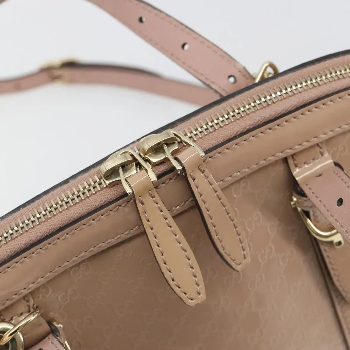 Gucci Nice Top Handle Microguccissima Patent Beige Patent_Leather Handbag (Pre-Owned)