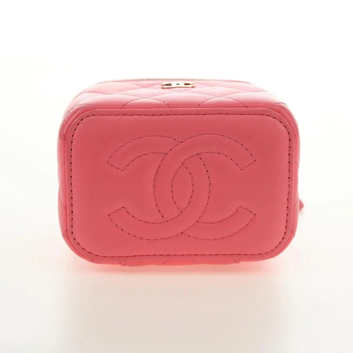 Chanel Classic Vanity Case With Chain Quilted Lambskin Pink Leather Handbag (Pre-Owned)