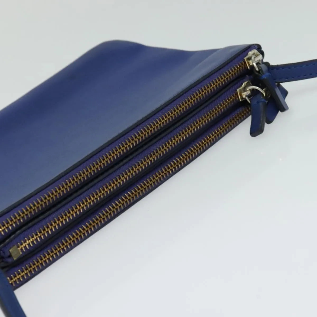 Celine Trio Leather Blue Leather Shoulder Bag Bag (Pre-Owned)