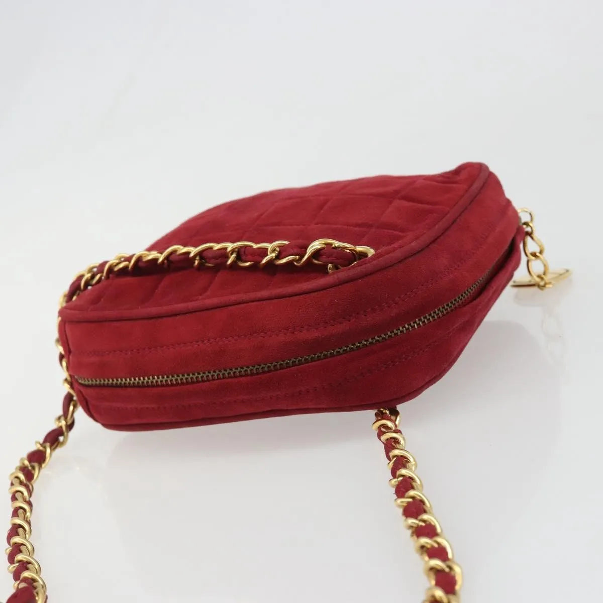 Chanel Vintage Diamond Tassel Quilted Suede Red Suede Shoulder Bag Bag (Pre-Owned)