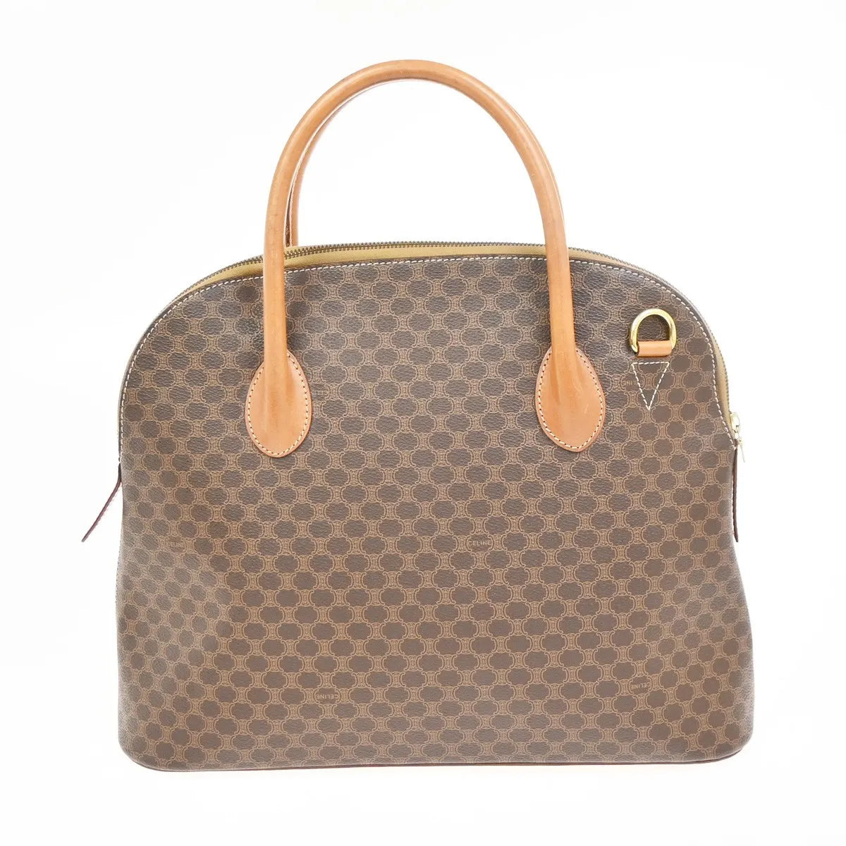 Celine Vintage Macadam Canvas And Leather Brown Canvas Handbag (Pre-Owned)
