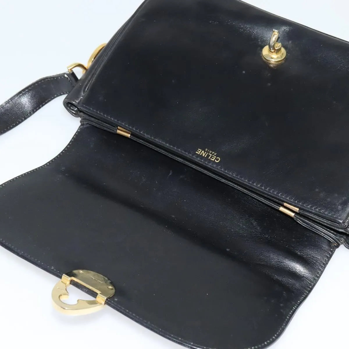 Celine Vintage Leather Black Leather Shoulder Bag Bag (Pre-Owned)