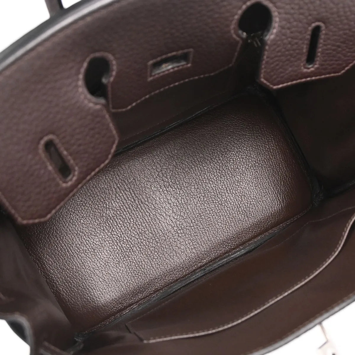 Hermes Hac Birkin Black Fjord With Palladium Hardware Brown Leather Handbag (Pre-Owned)