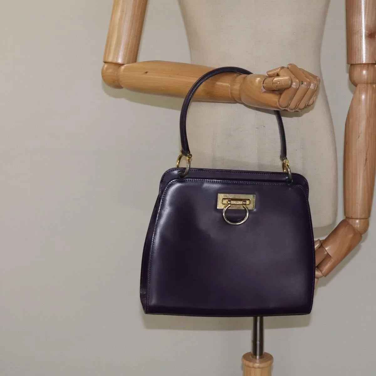 Celine Vintage Leather Purple Leather Handbag (Pre-Owned)