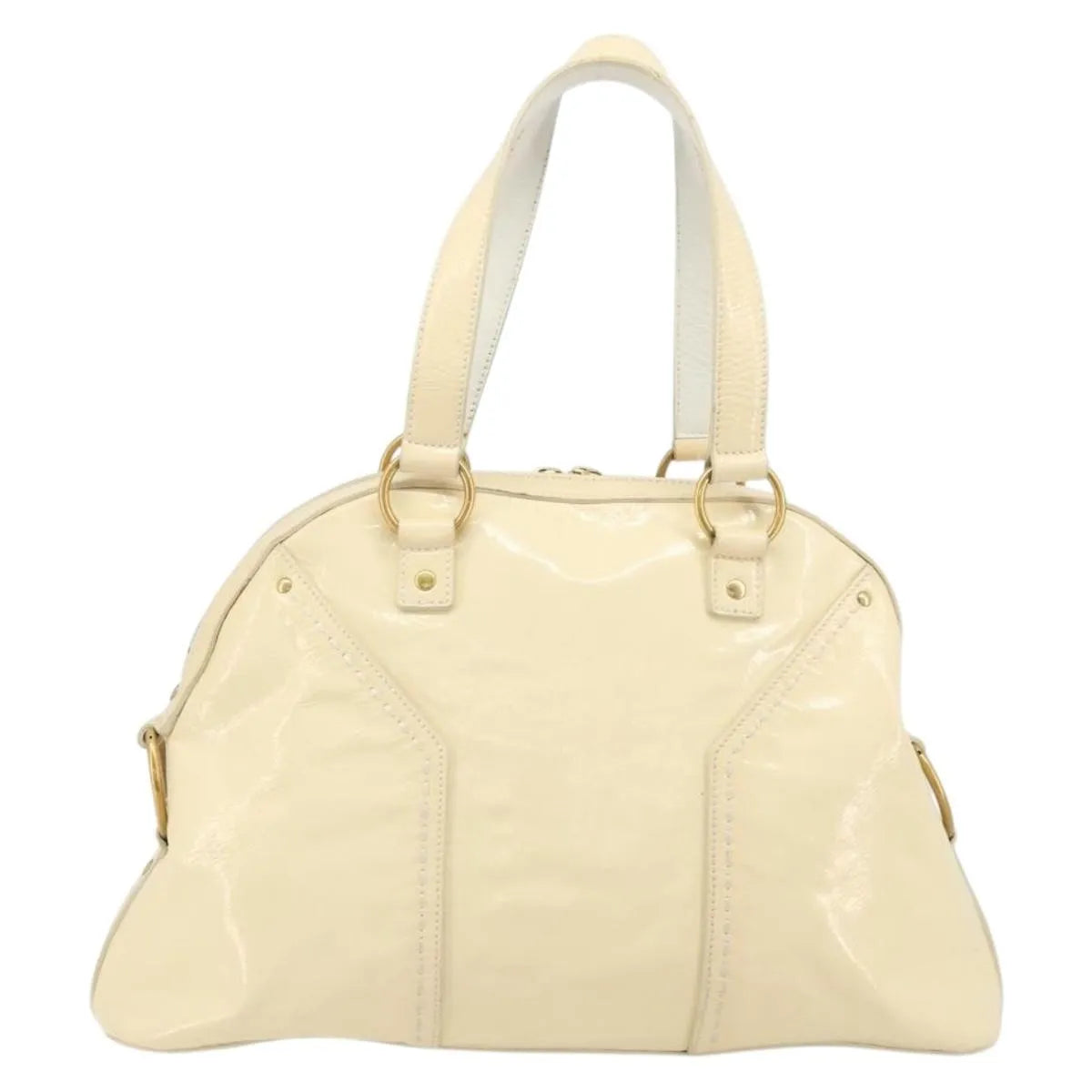 Saint Laurent Muse Shoulder Leather White Patent_Leather Handbag (Pre-Owned)