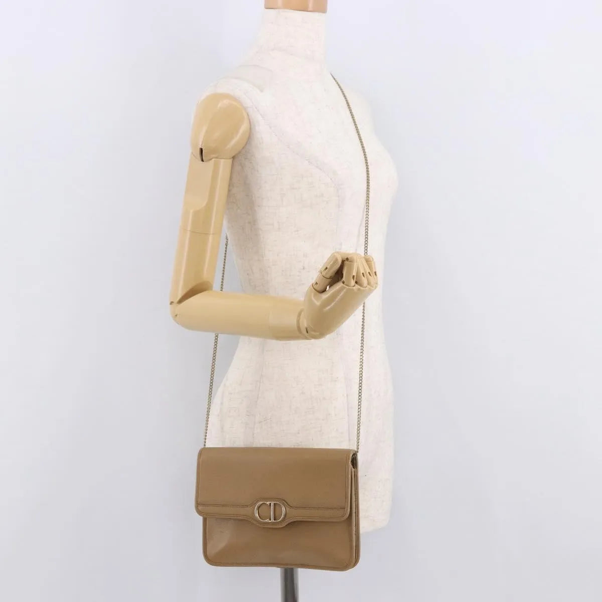 Christian Dior Vintage Cd Chain Flap Leather Camel Leather Shoulder Bag Bag (Pre-Owned)