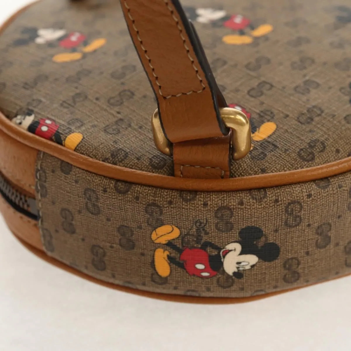 Gucci Disney Mickey Mouse Round Backpack (Outlet) Printed Mini Gg Coated Canvas Beige Canvas Backpack Bag (Pre-Owned)