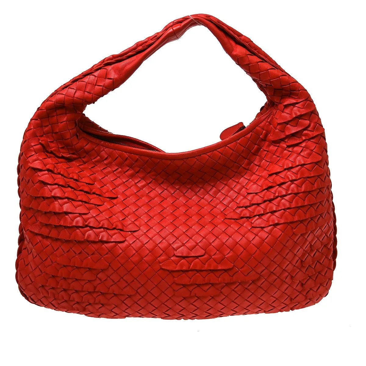 Bottega Veneta Veneta Hobo Miniode Intrecciato Nappa Red Leather Handbag (Pre-Owned)