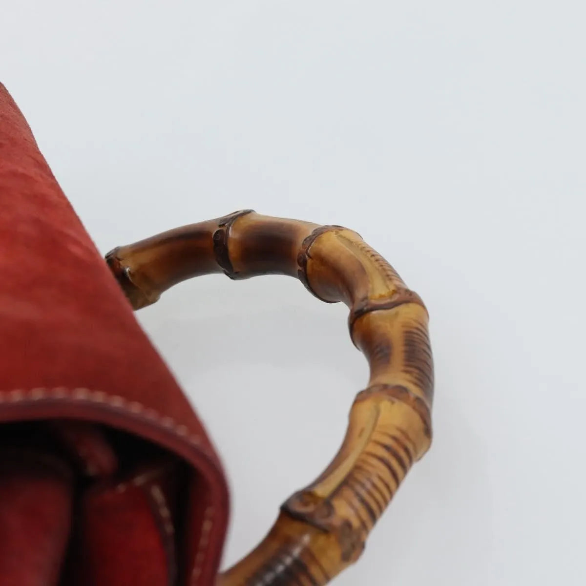 Gucci Vintage Bamboo Suede Red Suede Backpack Bag (Pre-Owned)