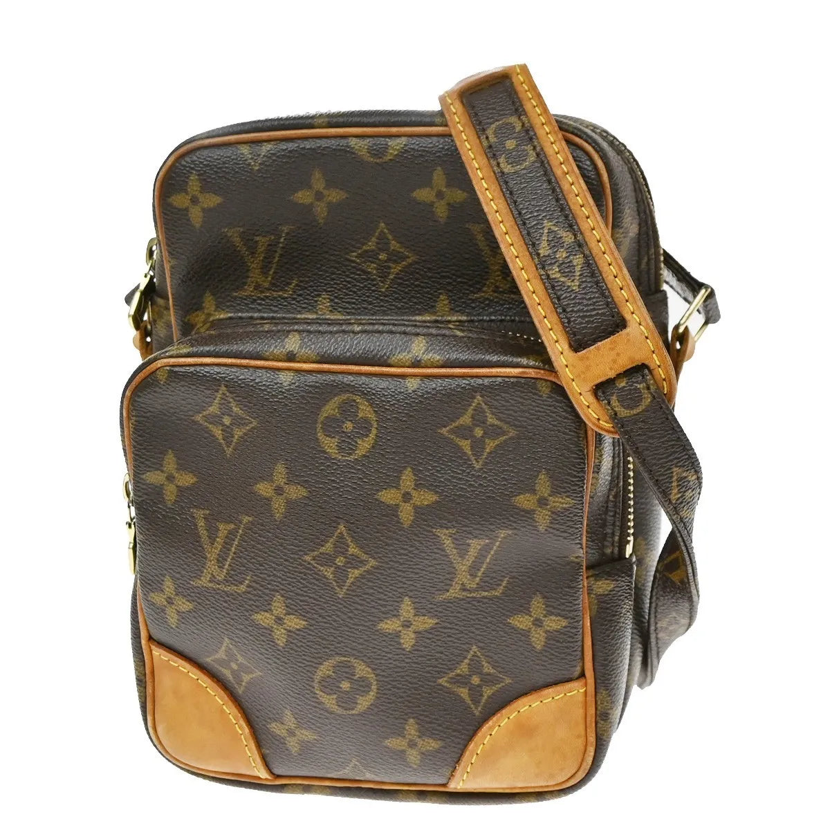 Louis Vuitton Amazone Monogram Canvas Brown Leather Shoulder Bag Bag (Pre-Owned)