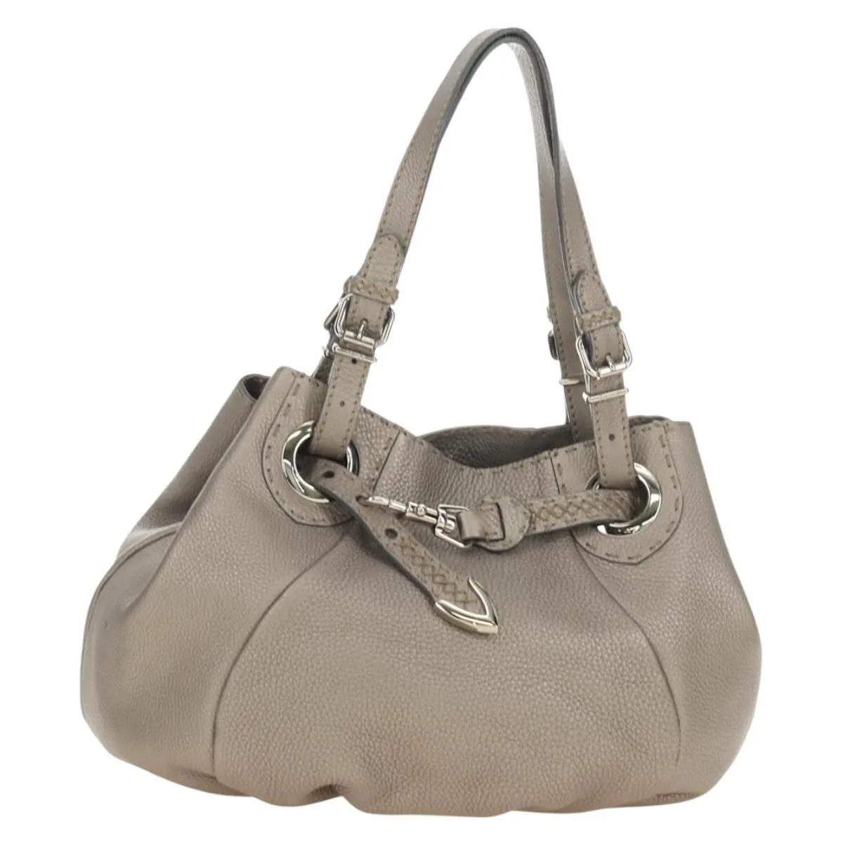 Fendi Selleria Pomodorino Leather Gray Leather Tote Bag Bag (Pre-Owned)