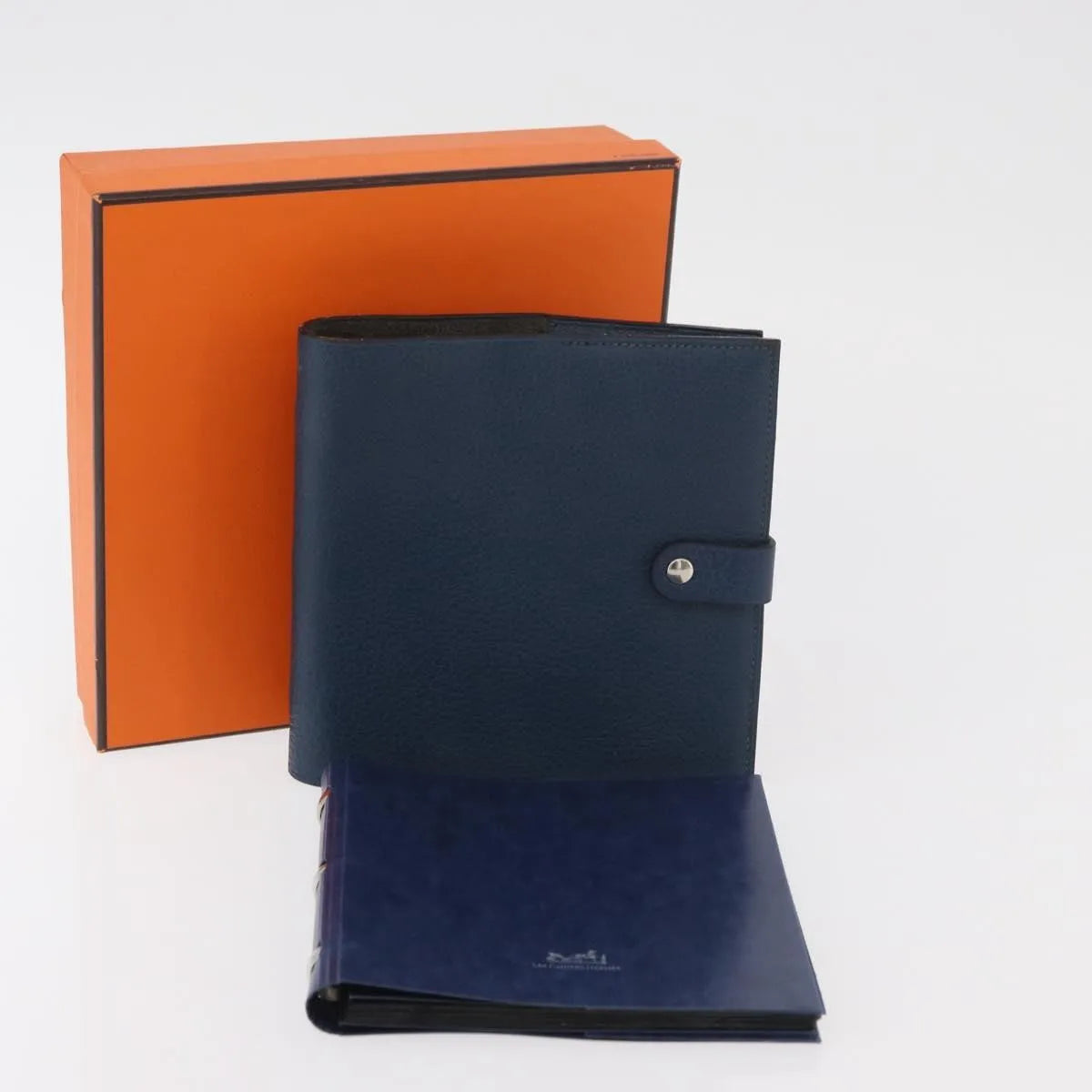 Hermes Agenda Cover Epsom Navy Leather Clutche & Pouche Bag (Pre-Owned)