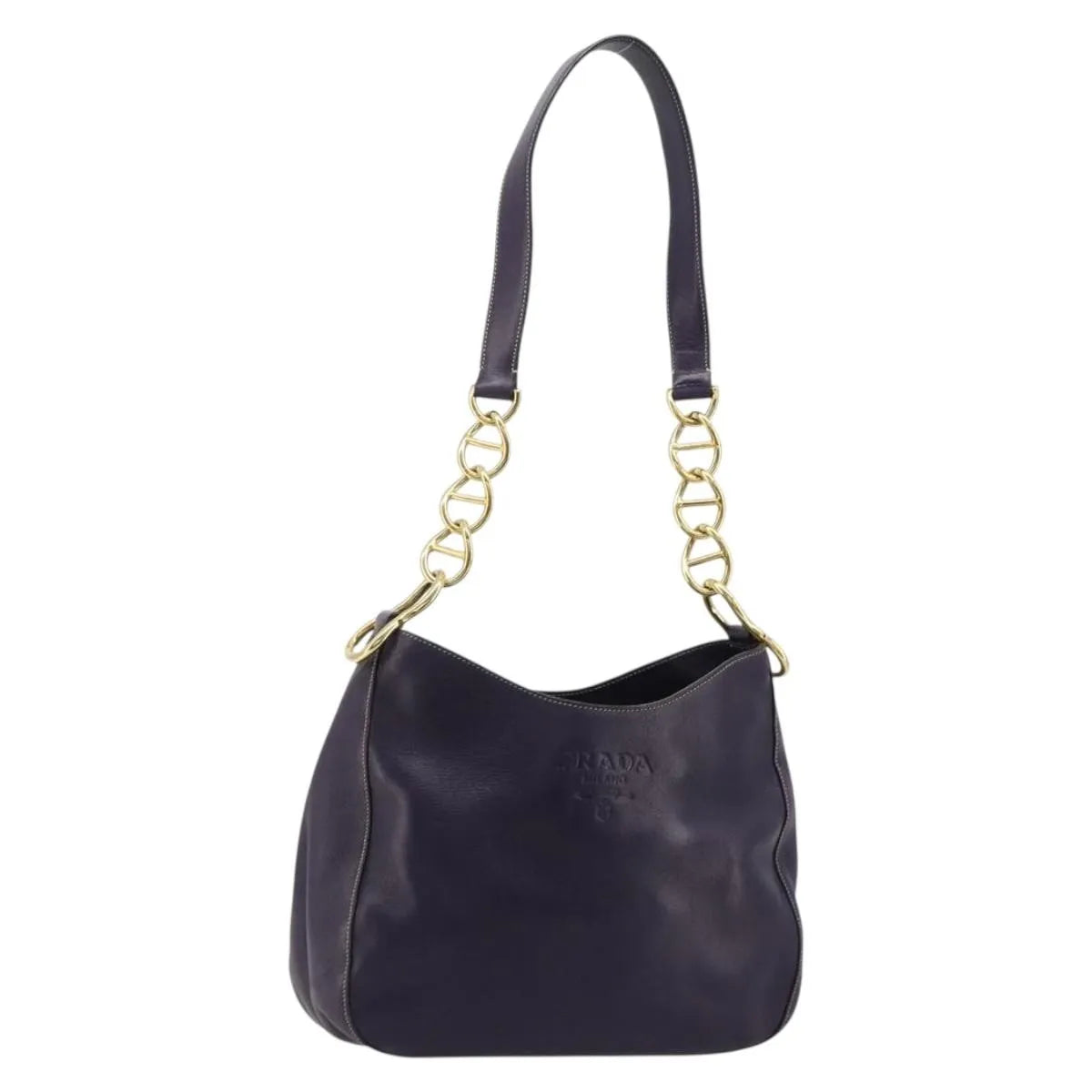 Prada Chain Leather Purple Leather Handbag (Pre-Owned)