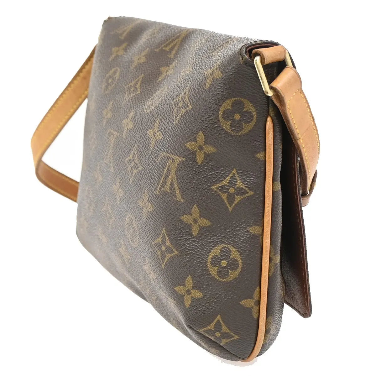 Louis Vuitton Musette Tango Monogram Canvas Brown Leather Shoulder Bag Bag (Pre-Owned)