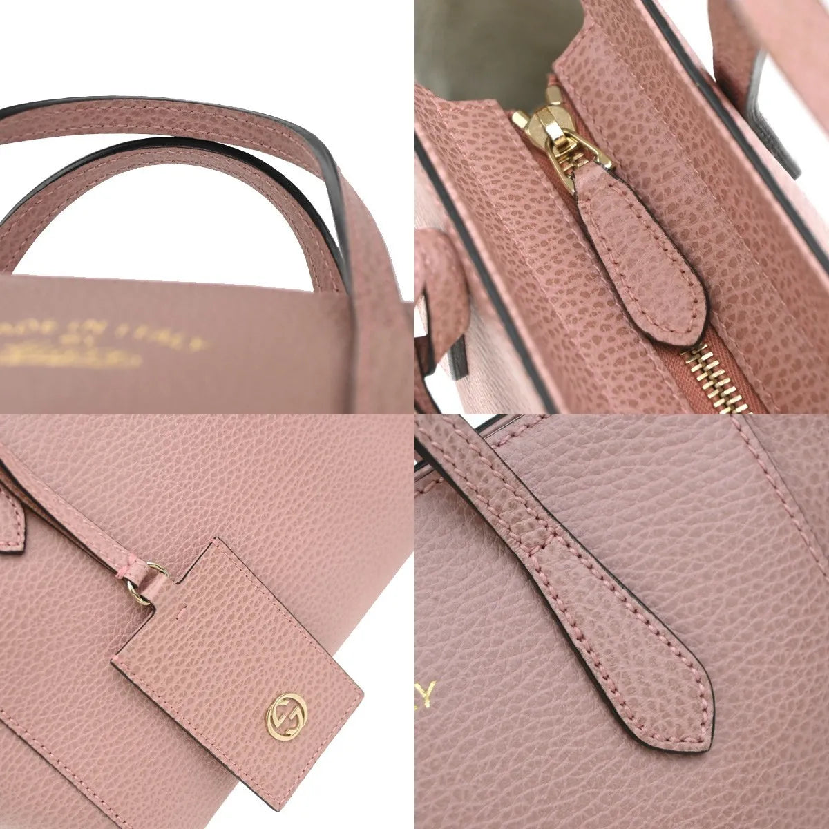 Gucci Swing Pebbled Leather Pink Leather Handbag (Pre-Owned)