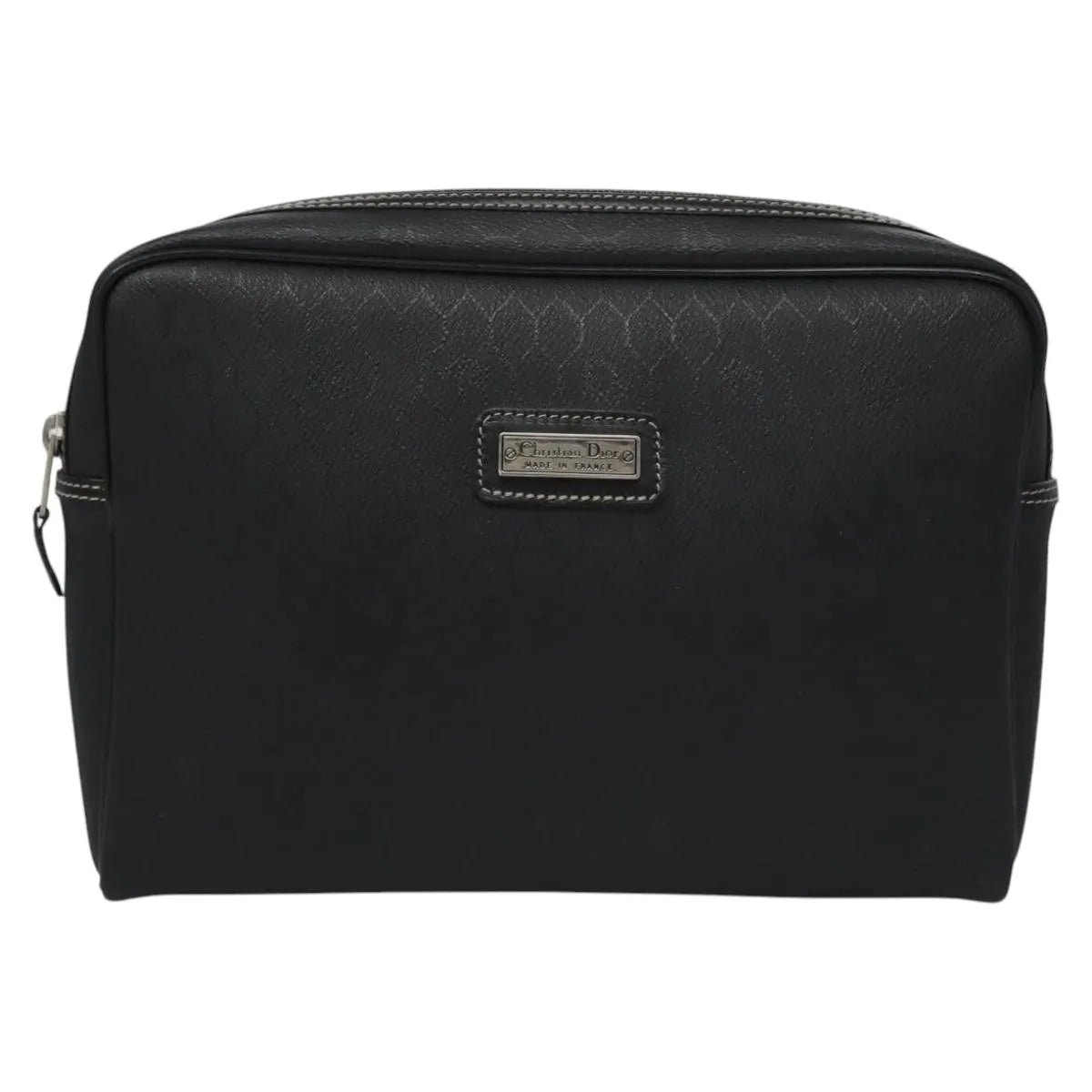 Christian Dior Vintage Honeycomb Zip Coated Canvas Black Canvas Clutche & Pouche Bag (Pre-Owned)