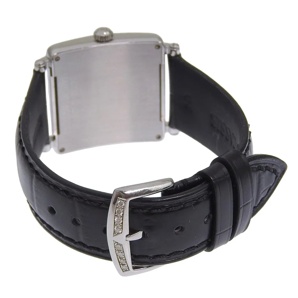 Franck Muller Master Square Quartz Stainless Steel And Alligator With Diamond Bezel And Lugs Watch (Pre-Owned)