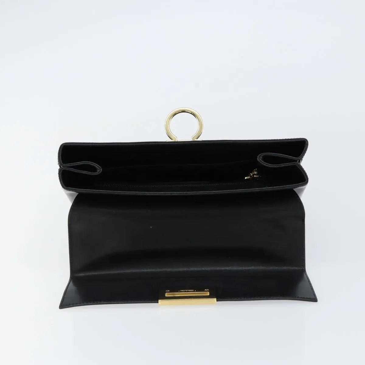Salvatore Ferragamo Gancini Convertible Top Handle Leather Black Leather Handbag (Pre-Owned)