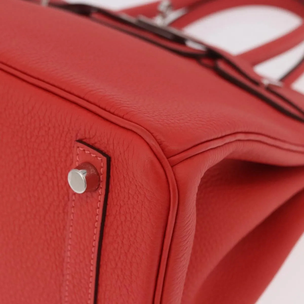 Hermes Birkin Handbag Red Togo With Palladium Hardware Red Leather Handbag (Pre-Owned)
