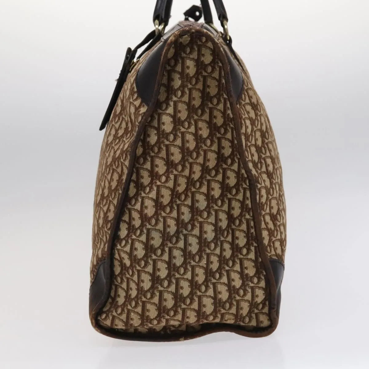 Christian Dior Vintage Trotter Boston Diorissimo Canvas Brown Canvas Handbag (Pre-Owned)