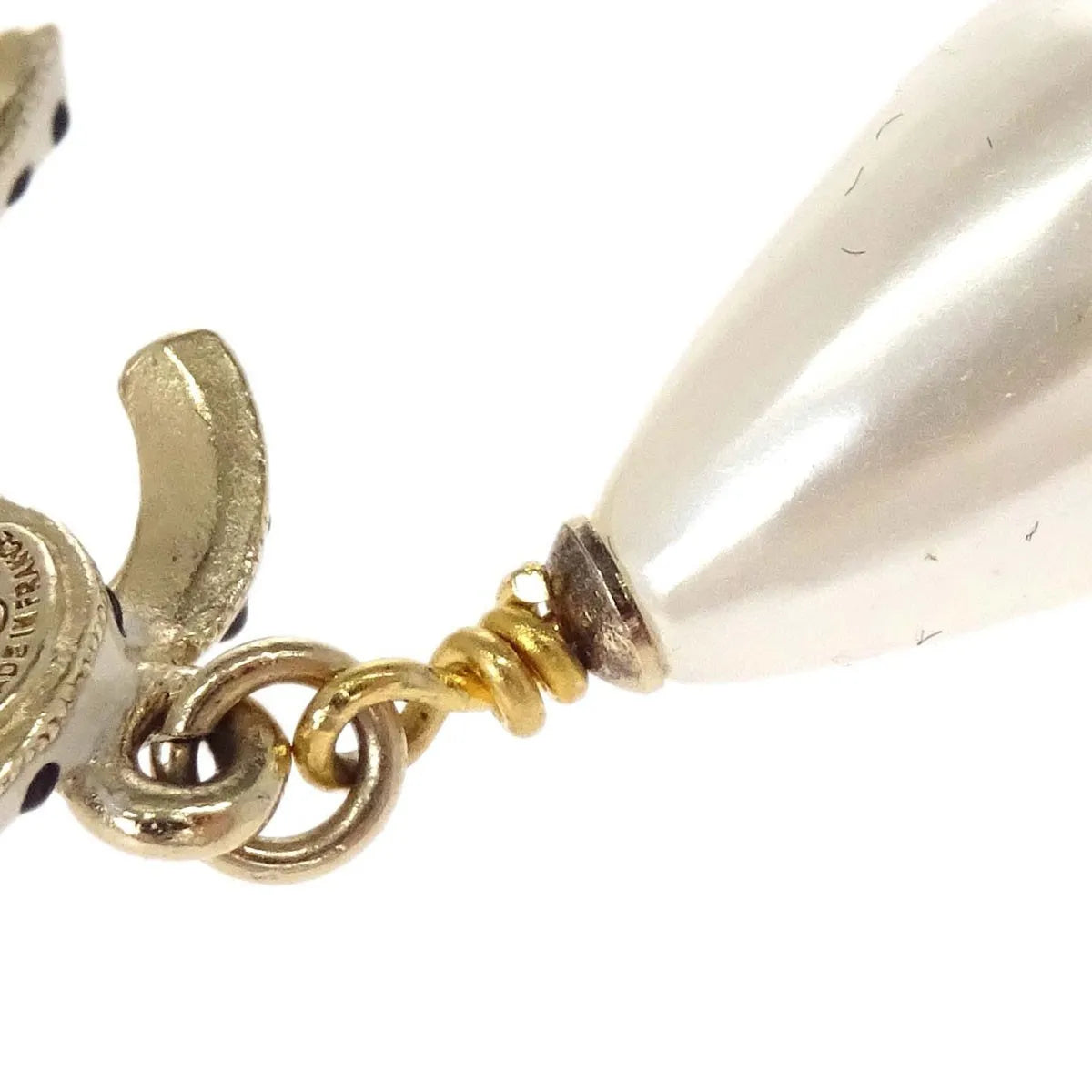 Chanel Cc Dangle Metal With Faux Pearl Gold Gold_Plated Earrings Jewelry (Pre-Owned)