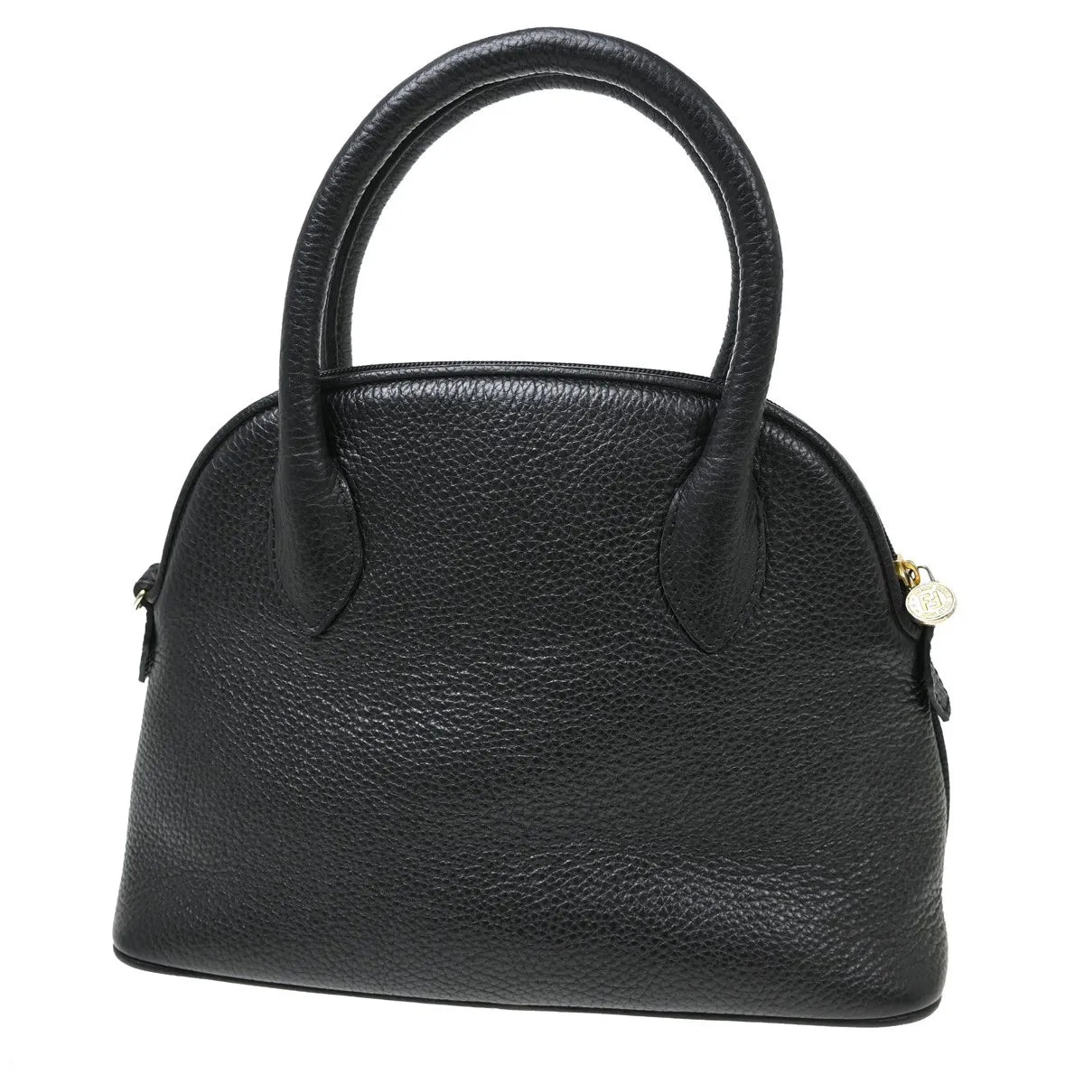 Fendi Vintage Dome Satchel Leather Black Leather Handbag (Pre-Owned)