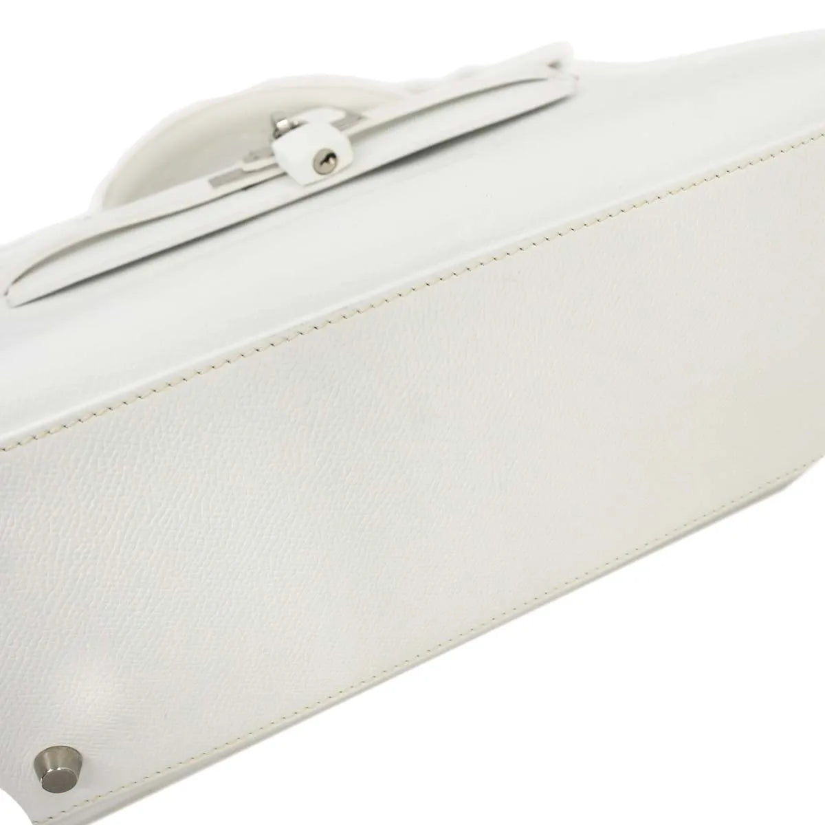 Hermes Kelly Handbag White Epsom With Palladium Hardware White Leather Handbag (Pre-Owned)