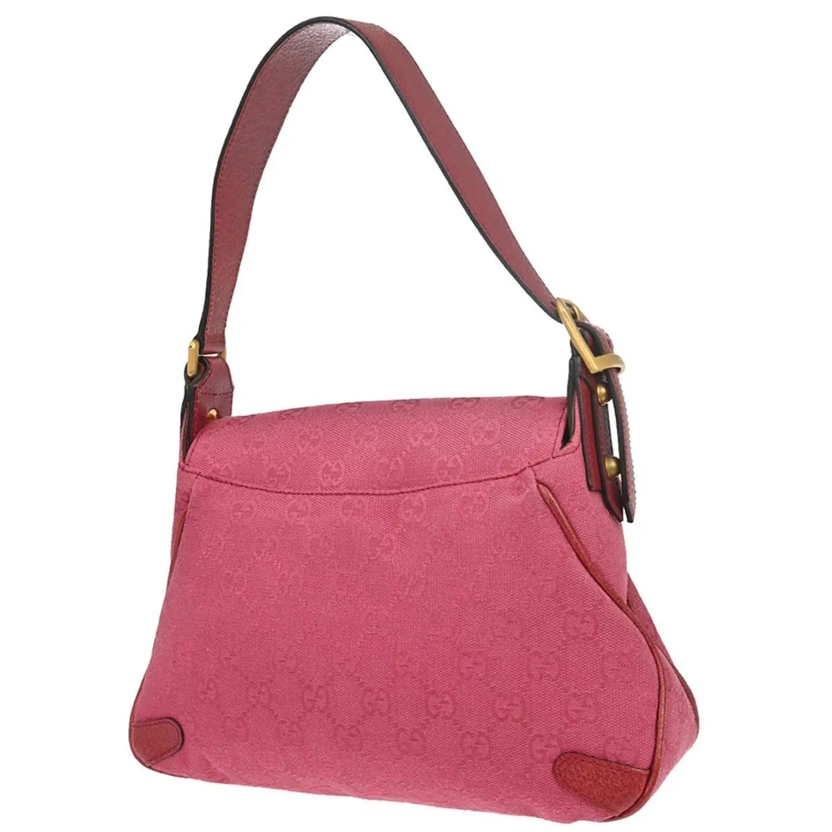 Gucci Horsebit Web Flap Gg Canvas And White Leather Pink Canvas Shoulder Bag Bag (Pre-Owned)