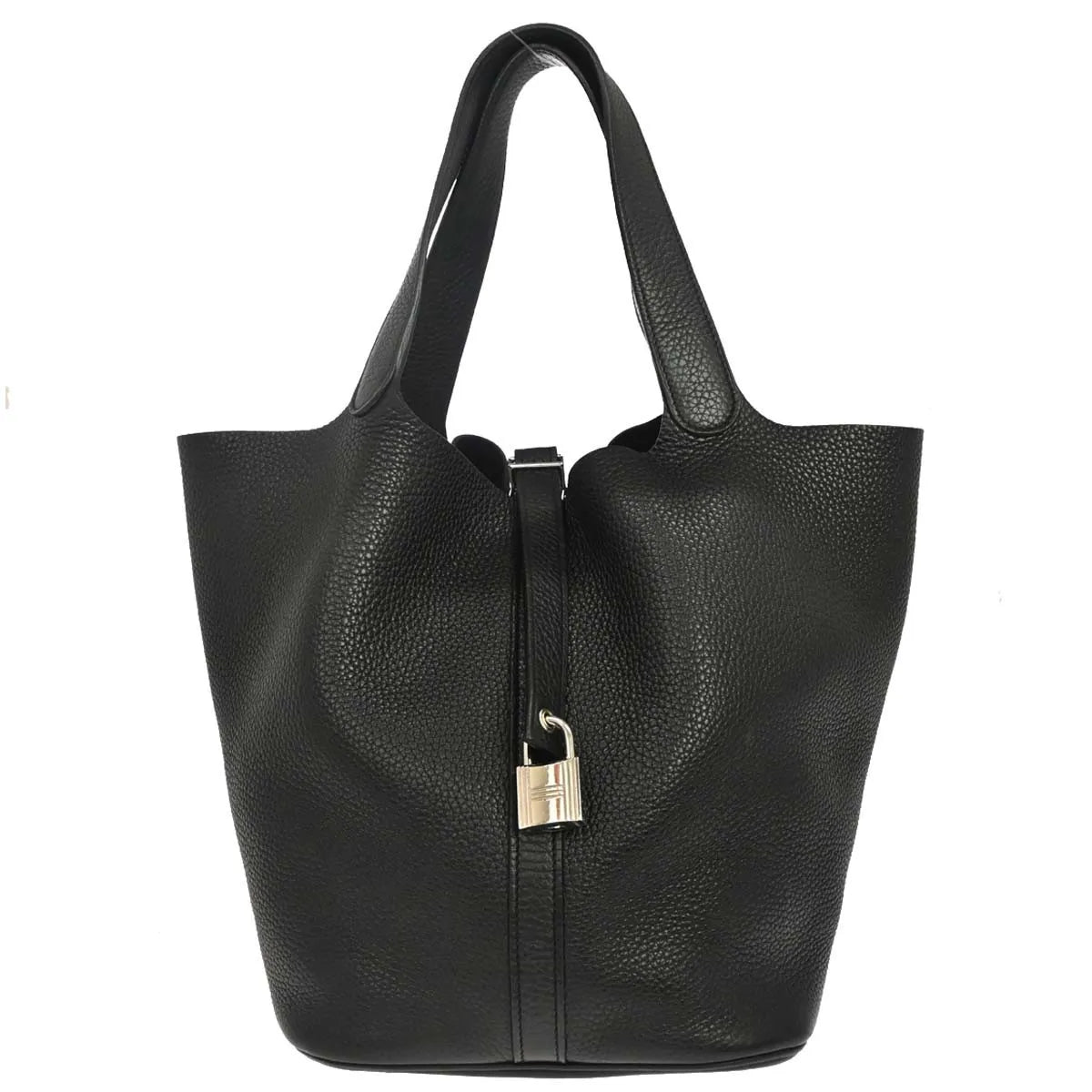 Hermes Picotin Lock Clemence Black Leather Handbag (Pre-Owned)